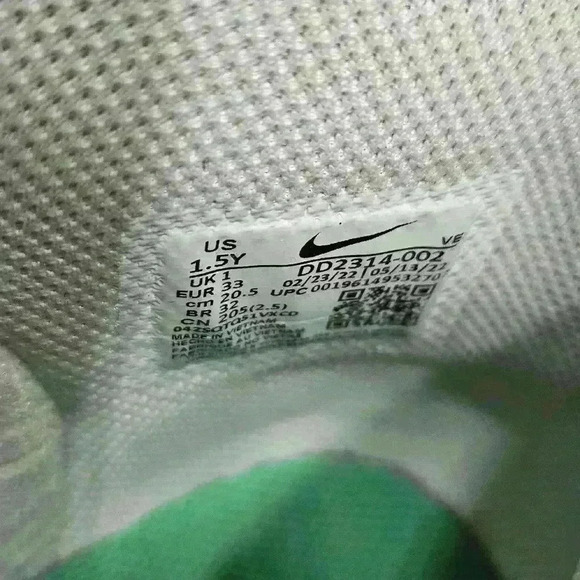 Nike Dunk High White Green 1.5Y - Picture 6 of 7